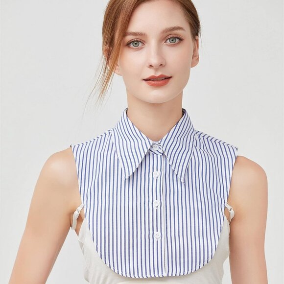 Striped False Collar Plaid Fake Collar Detachable Lapel for Women Girls - Picture 2 of 7